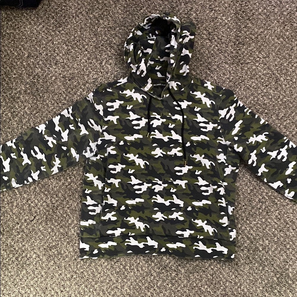 Michael Kors Green and Black Camouflage Hoodie